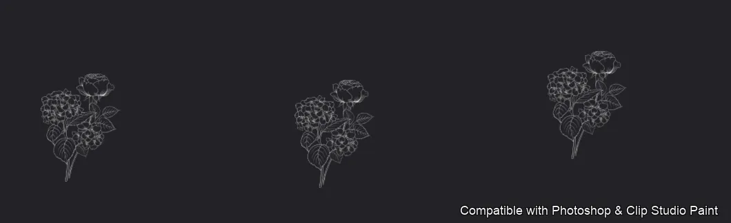 Floral Ink brush 11 of 33 — Photoshop & Clip Studio Paint .abr preview