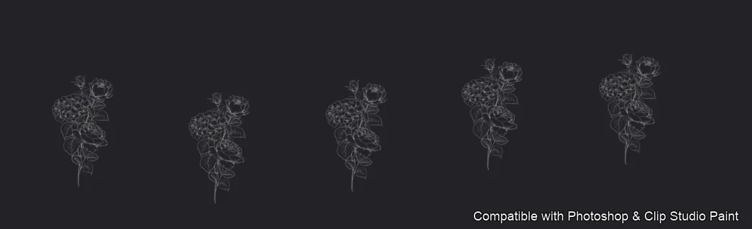 Floral Ink brush 12 of 33 — Photoshop & Clip Studio Paint .abr preview