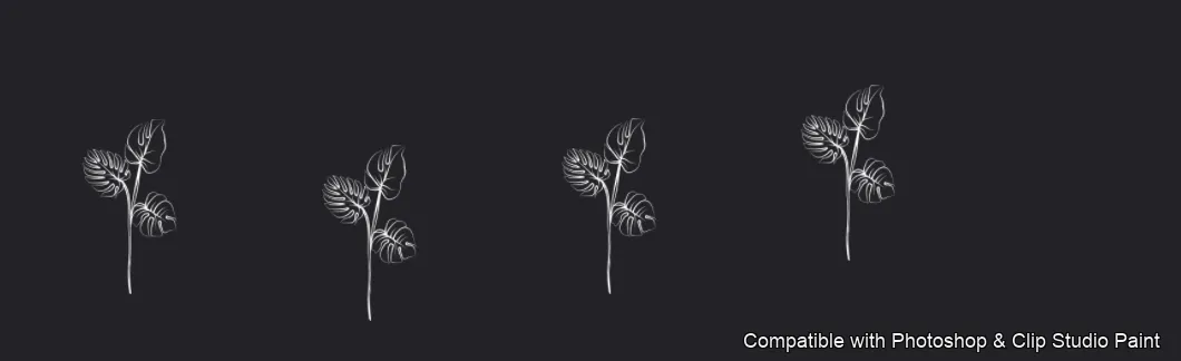 Floral Ink brush 14 of 33 — Photoshop & Clip Studio Paint .abr preview