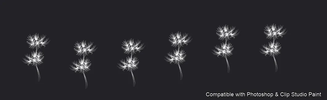 Floral Ink brush 16 of 33 — Photoshop & Clip Studio Paint .abr preview