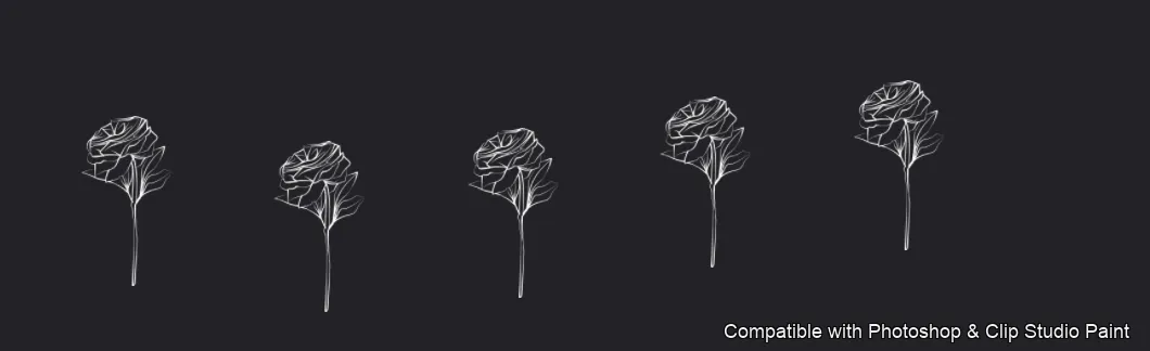Floral Ink brush 17 of 33 — Photoshop & Clip Studio Paint .abr preview