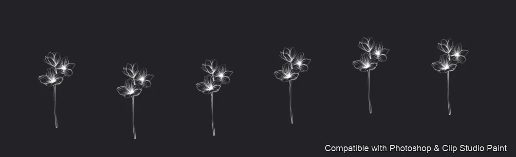 Floral Ink brush 18 of 33 — Photoshop & Clip Studio Paint .abr preview