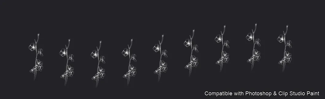Floral Ink brush 19 of 33 — Photoshop & Clip Studio Paint .abr preview