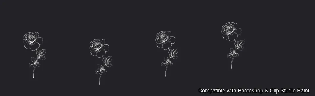 Floral Ink brush 20 of 33 — Photoshop & Clip Studio Paint .abr preview