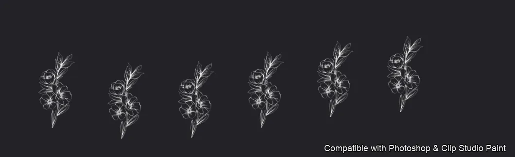 Floral Ink brush 21 of 33 — Photoshop & Clip Studio Paint .abr preview
