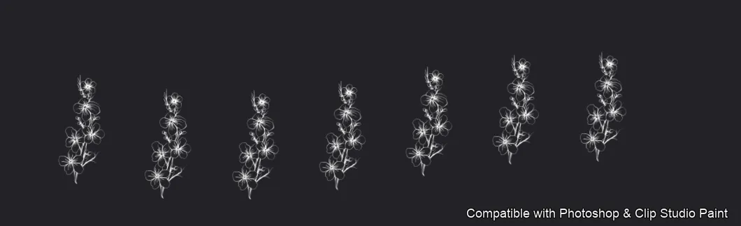 Floral Ink brush 22 of 33 — Photoshop & Clip Studio Paint .abr preview