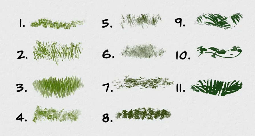 Floras Brushset brushes — style examples