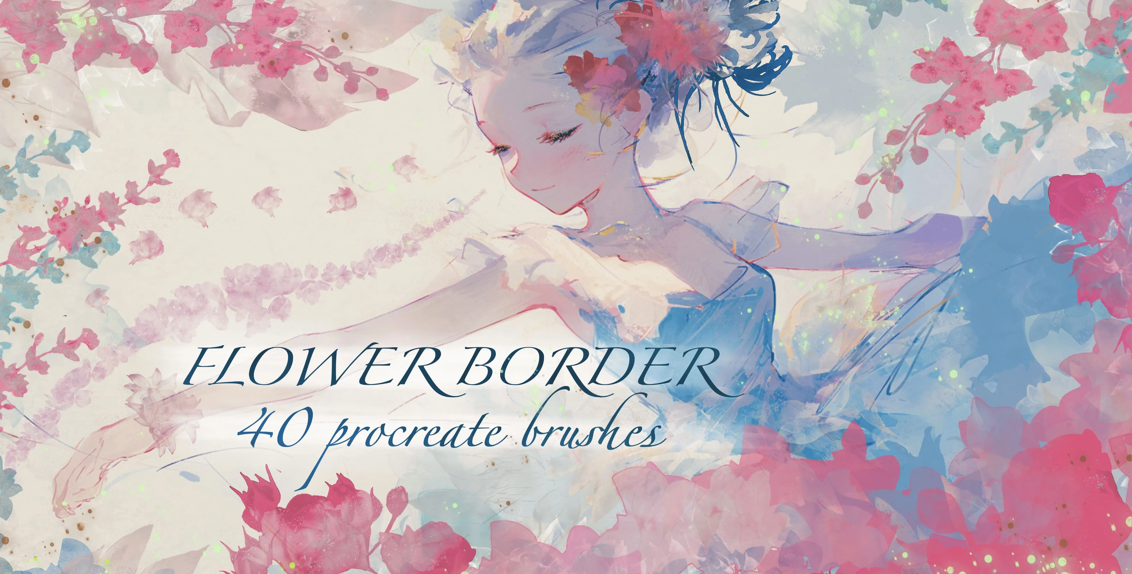 Flower Border Procreate brush set cover
