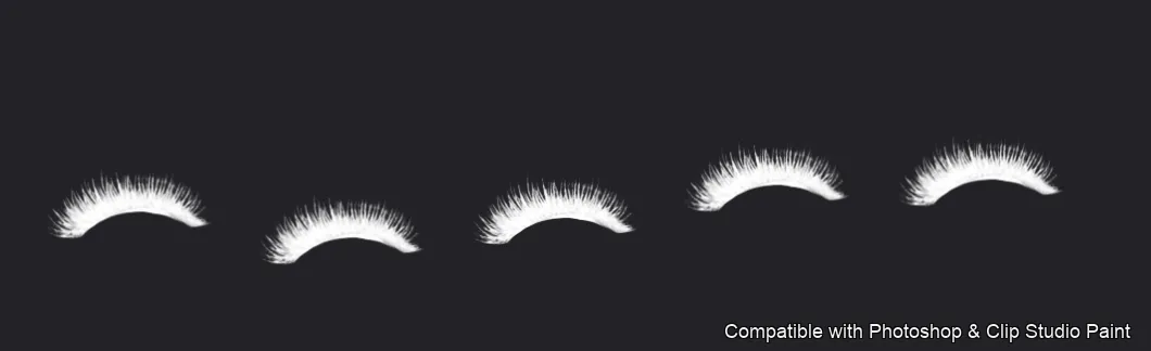 Flutter Lashes brush 6 of 46 — Photoshop & Clip Studio Paint .abr preview
