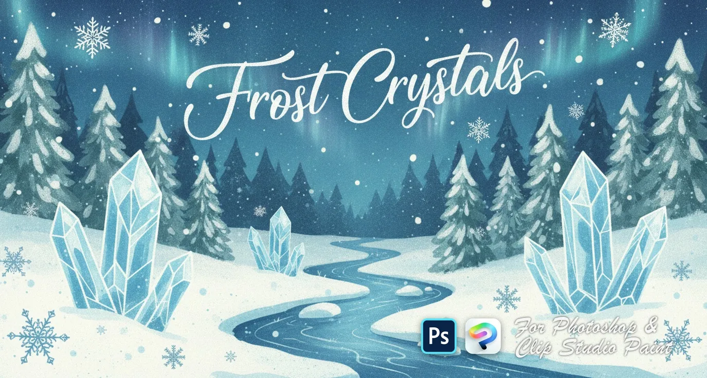 Frost Crystals Photoshop & Clip Studio Paint brush set cover
