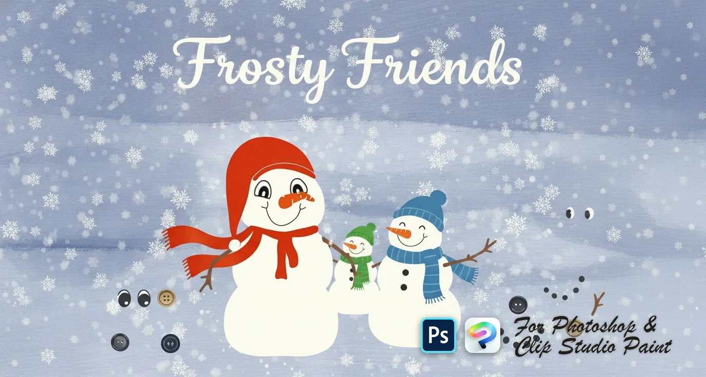 Frosty Friends Photoshop & Clip Studio Paint brush set cover