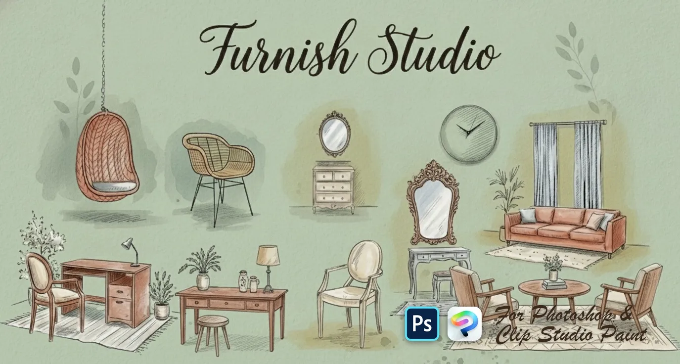 Furnish Studio Photoshop & Clip Studio Paint brush set cover