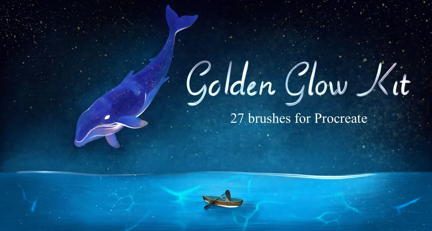Golden Glow Kit Procreate brush set — 32 brushes, effects & decoration