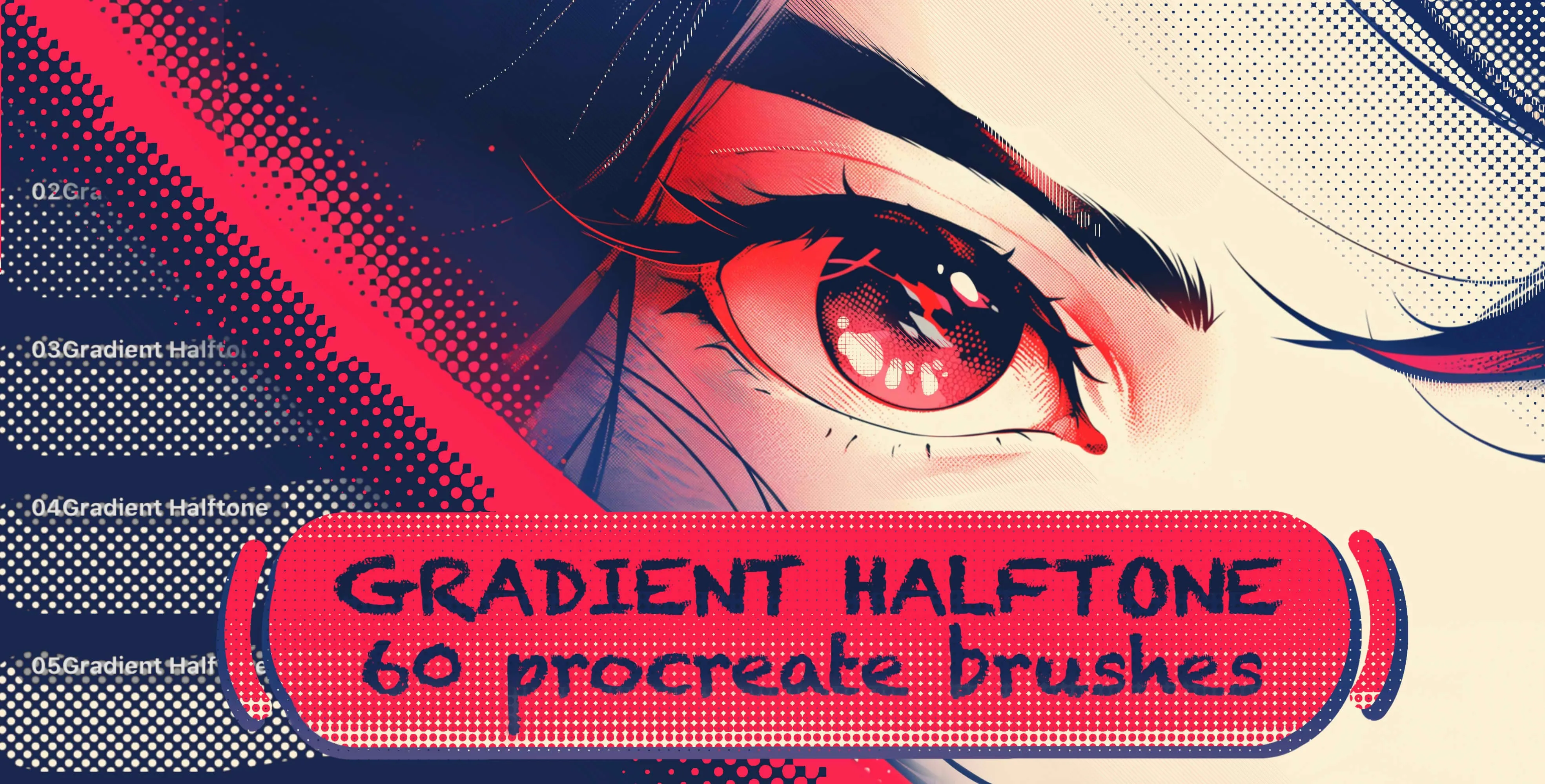 Gradient Halftone Procreate brush set cover