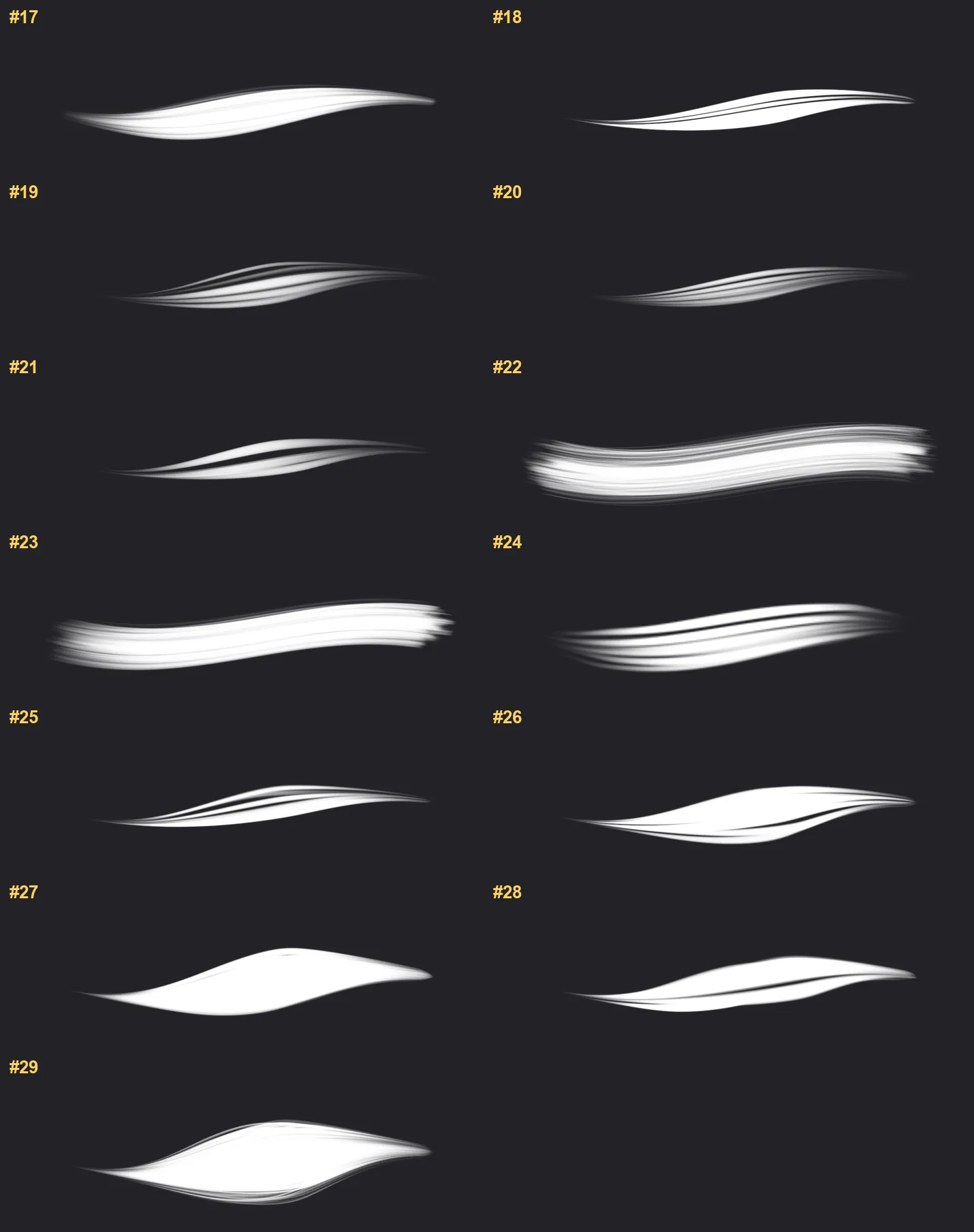 Hair Kit Procreate brushes overview sheet 2