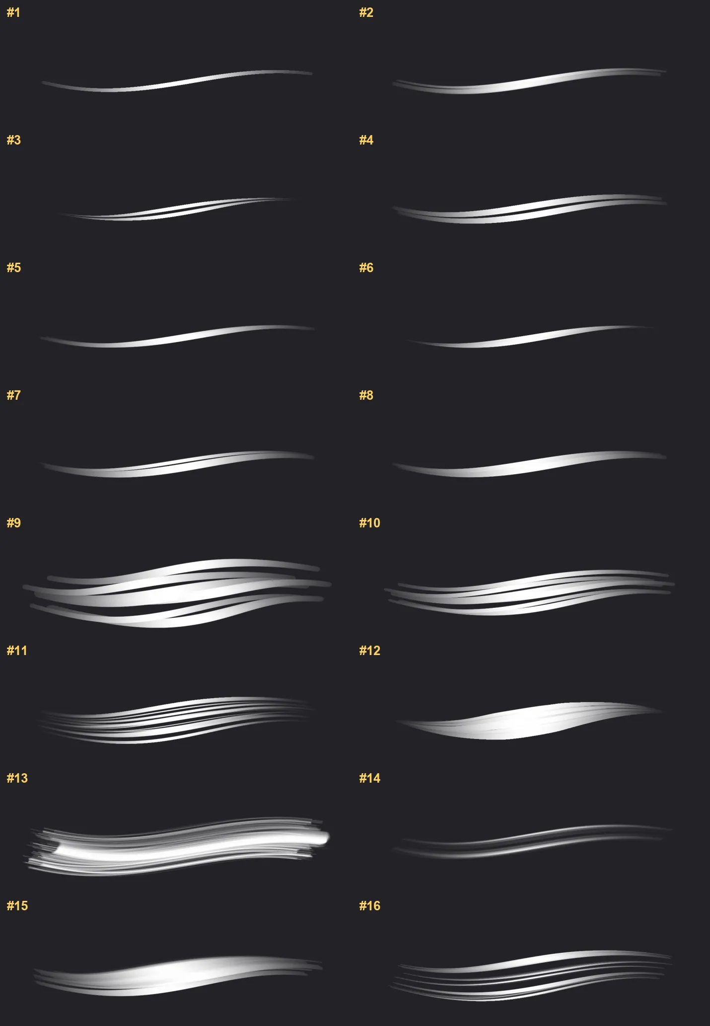 Hair Studio Kit Procreate brushes overview sheet 1