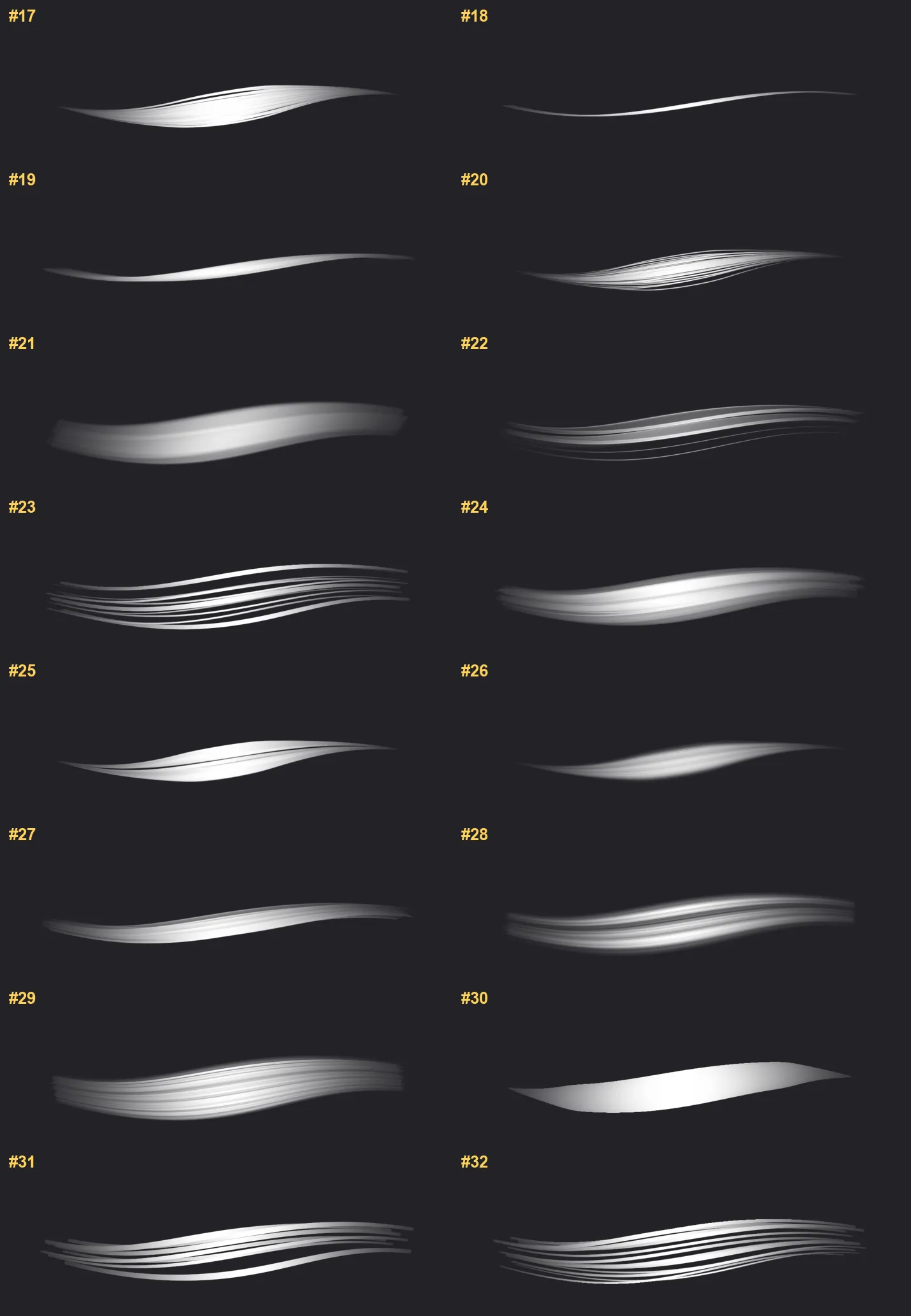 Hair Studio Kit Procreate brushes overview sheet 2