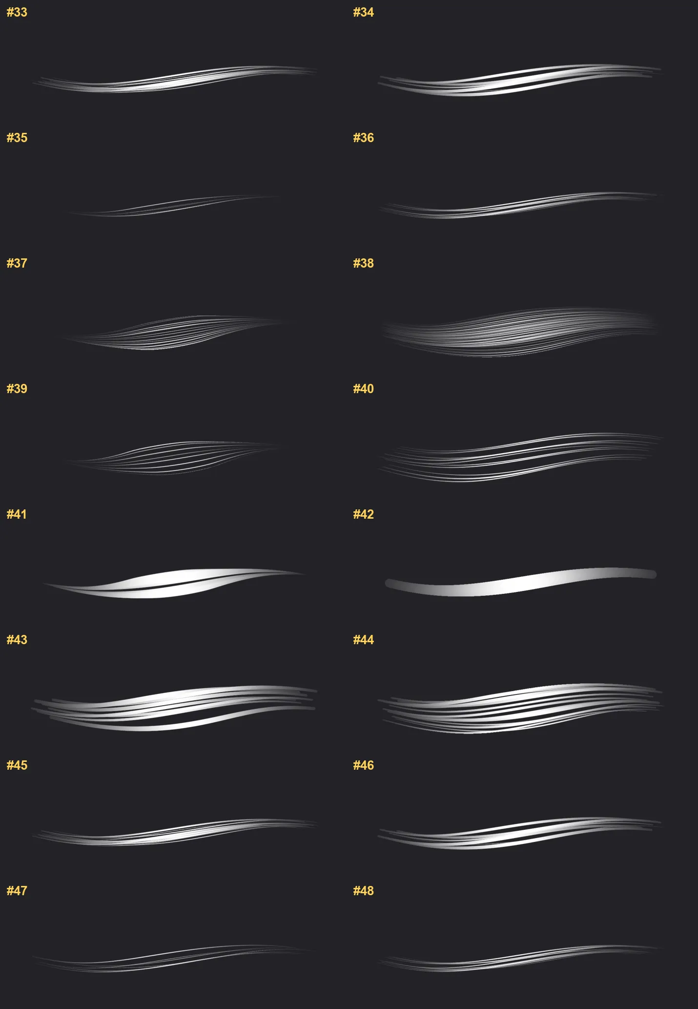 Hair Studio Kit Procreate brushes overview sheet 3