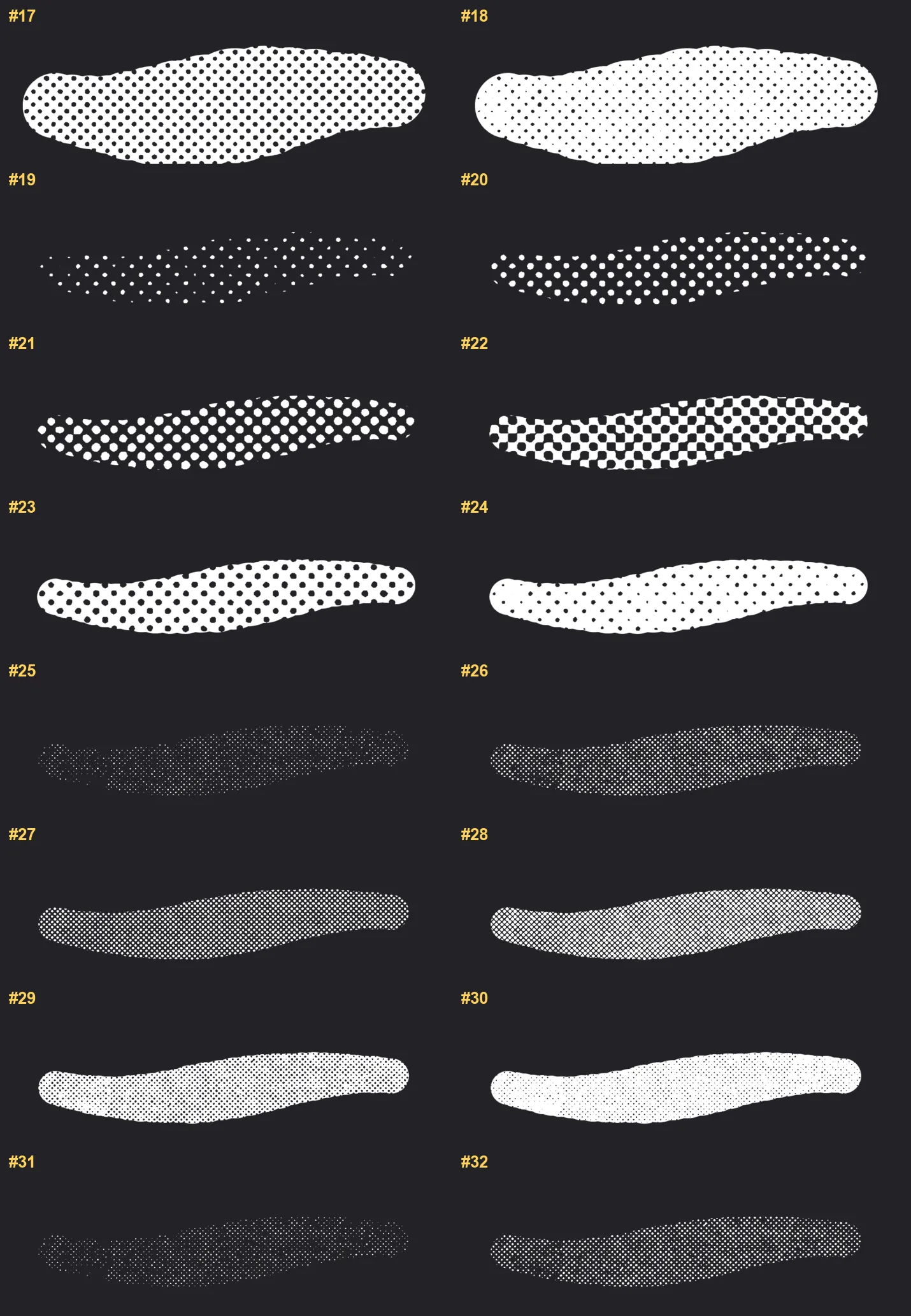 Halftone Studio Kit Procreate brushes overview sheet 2