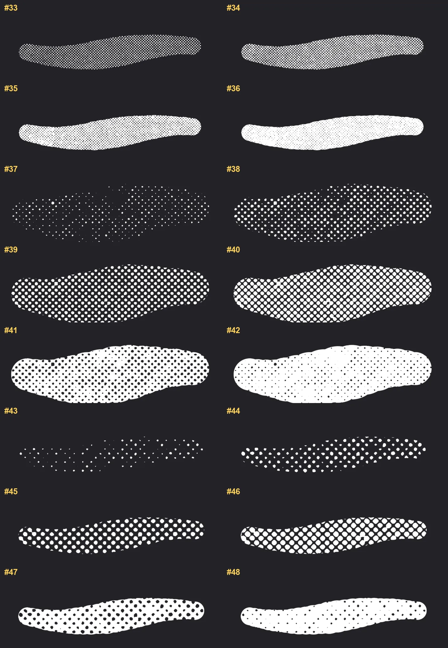 Halftone Studio Kit Procreate brushes overview sheet 3