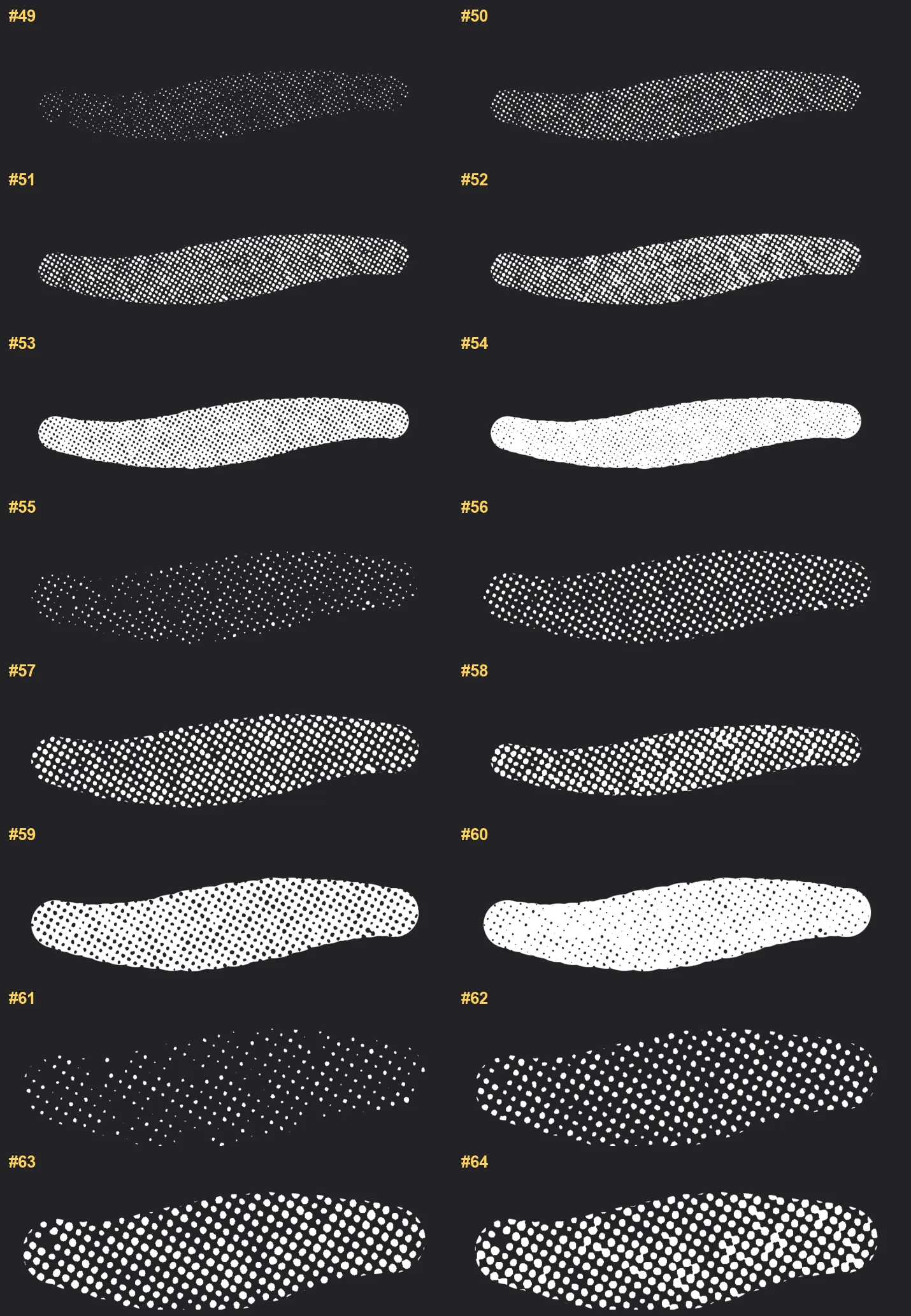 Halftone Studio Kit Procreate brushes overview sheet 4
