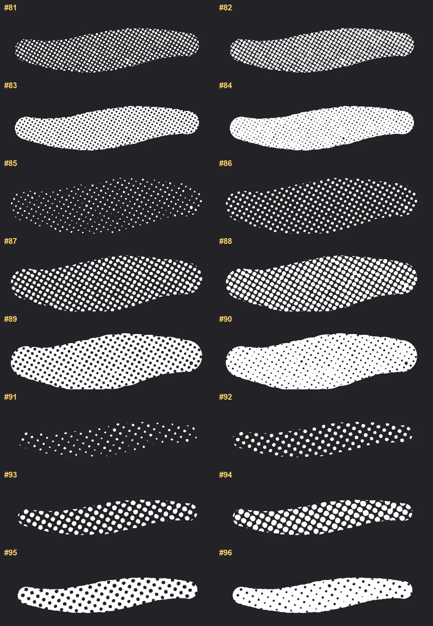 Halftone Studio Kit Procreate brushes overview sheet 6