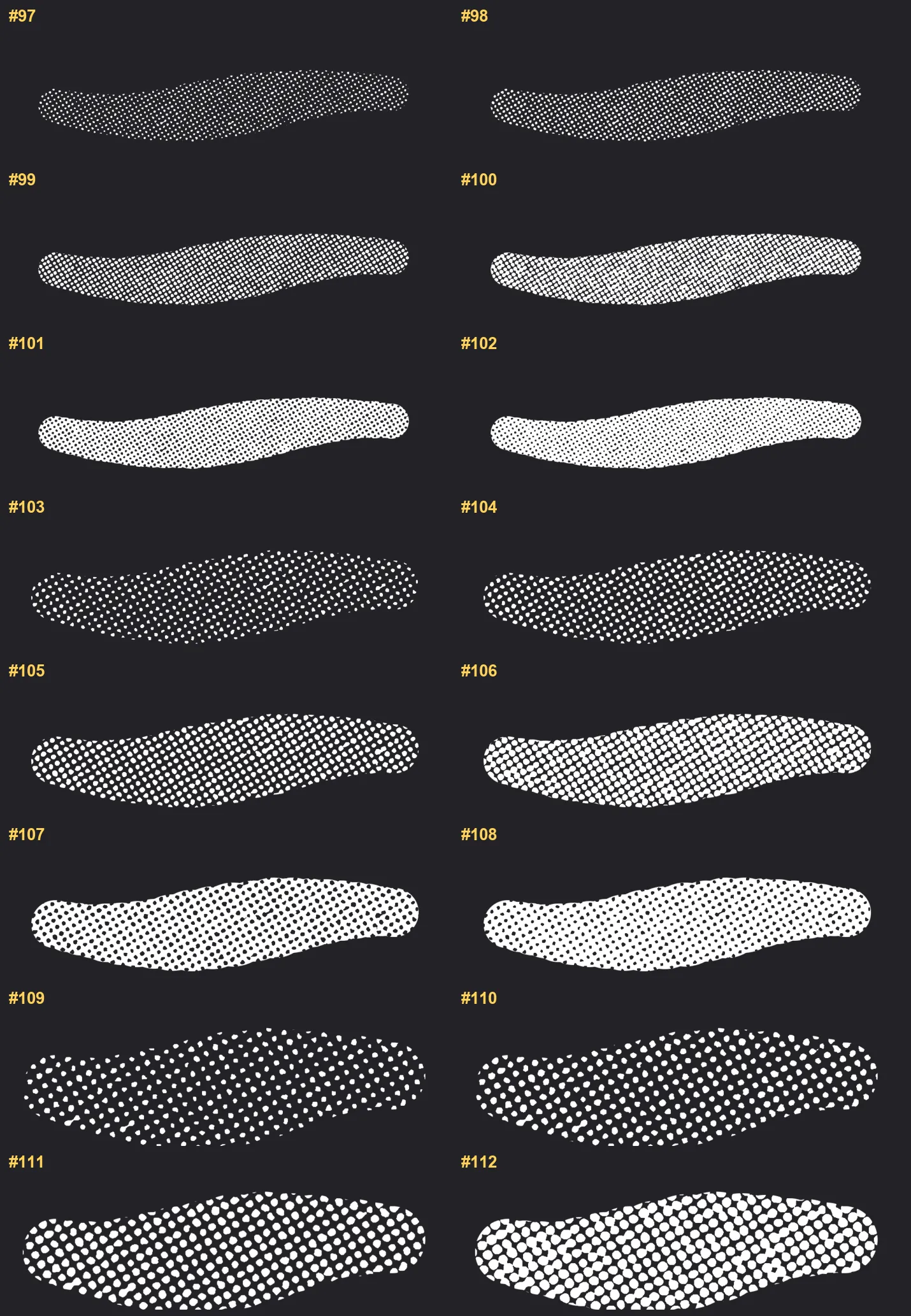 Halftone Studio Kit Procreate brushes overview sheet 7