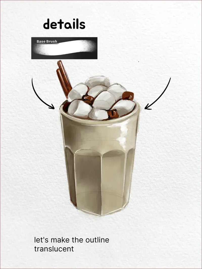 Step 7: Make the outline translucent — how to draw a iced latte in Procreate