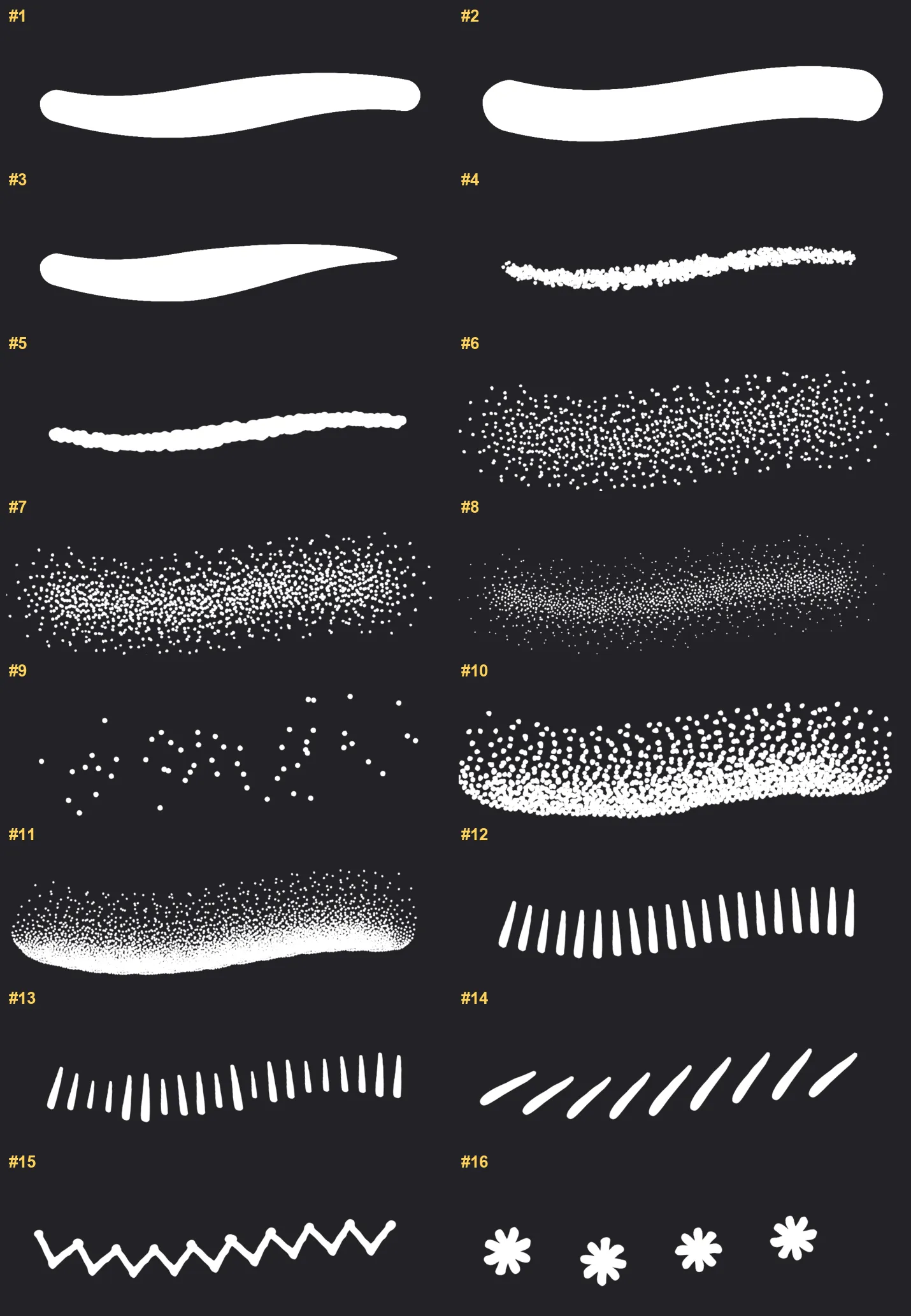 Illustration Line Builder Procreate brushes overview sheet 1