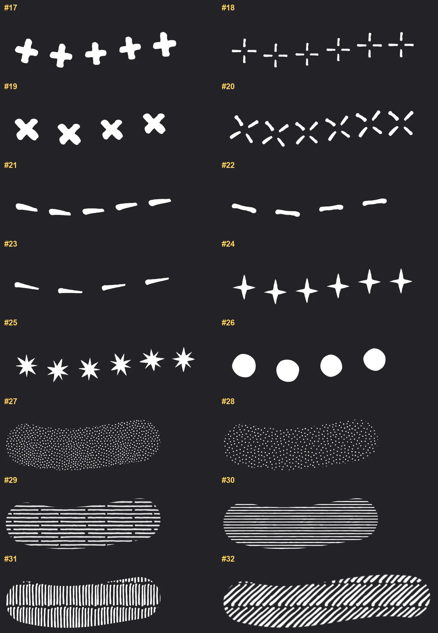 Illustration Line Builder Procreate brushes overview sheet 2