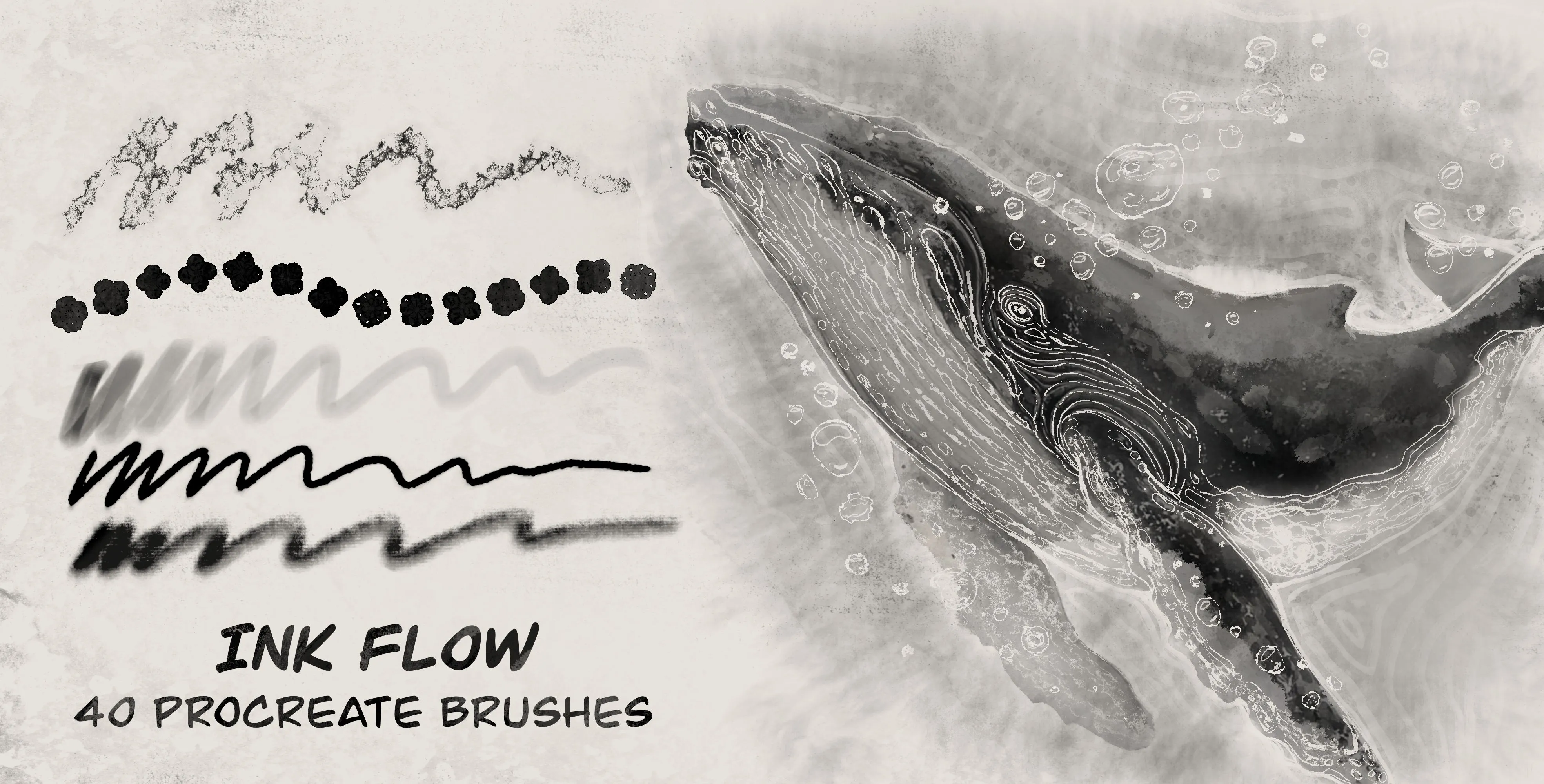 Ink Flow Procreate brush set — 15 brushes, inking & drawing