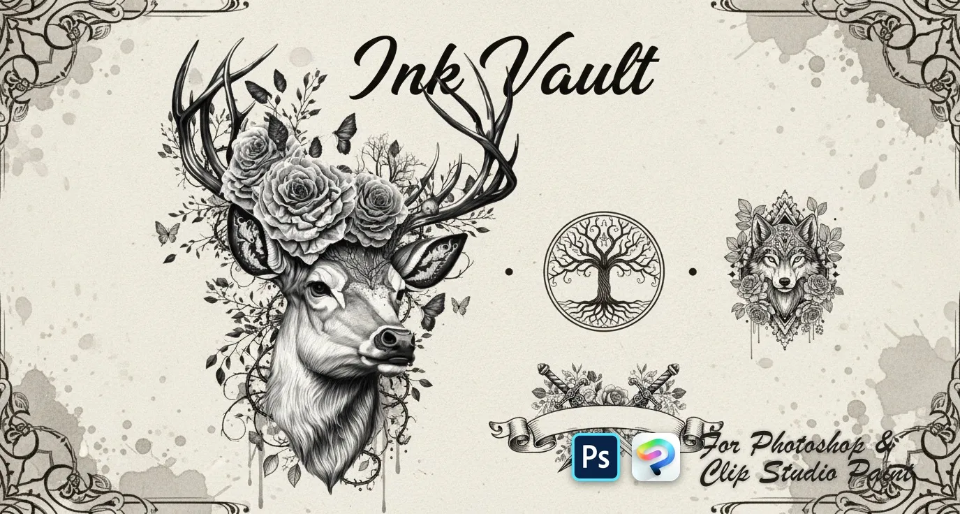 Ink Vault Photoshop & Clip Studio Paint brush set cover