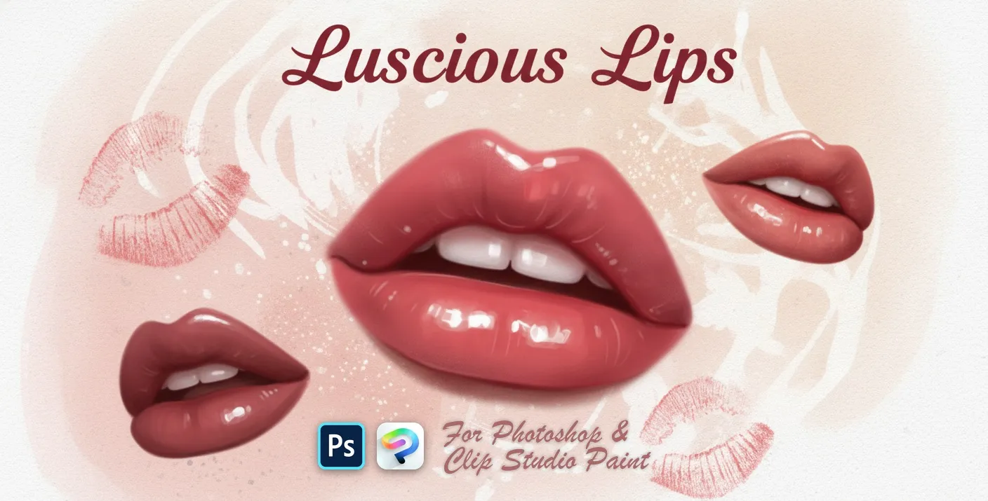 Luscious Lips Photoshop & Clip Studio Paint brush set cover