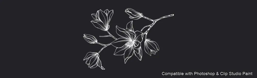 Magnolia Bloom brush 28 of 60 — Photoshop & Clip Studio Paint .abr preview