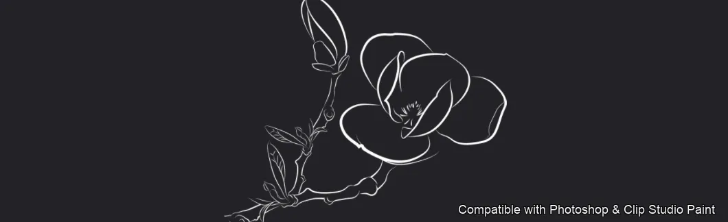 Magnolia Bloom brush 40 of 60 — Photoshop & Clip Studio Paint .abr preview