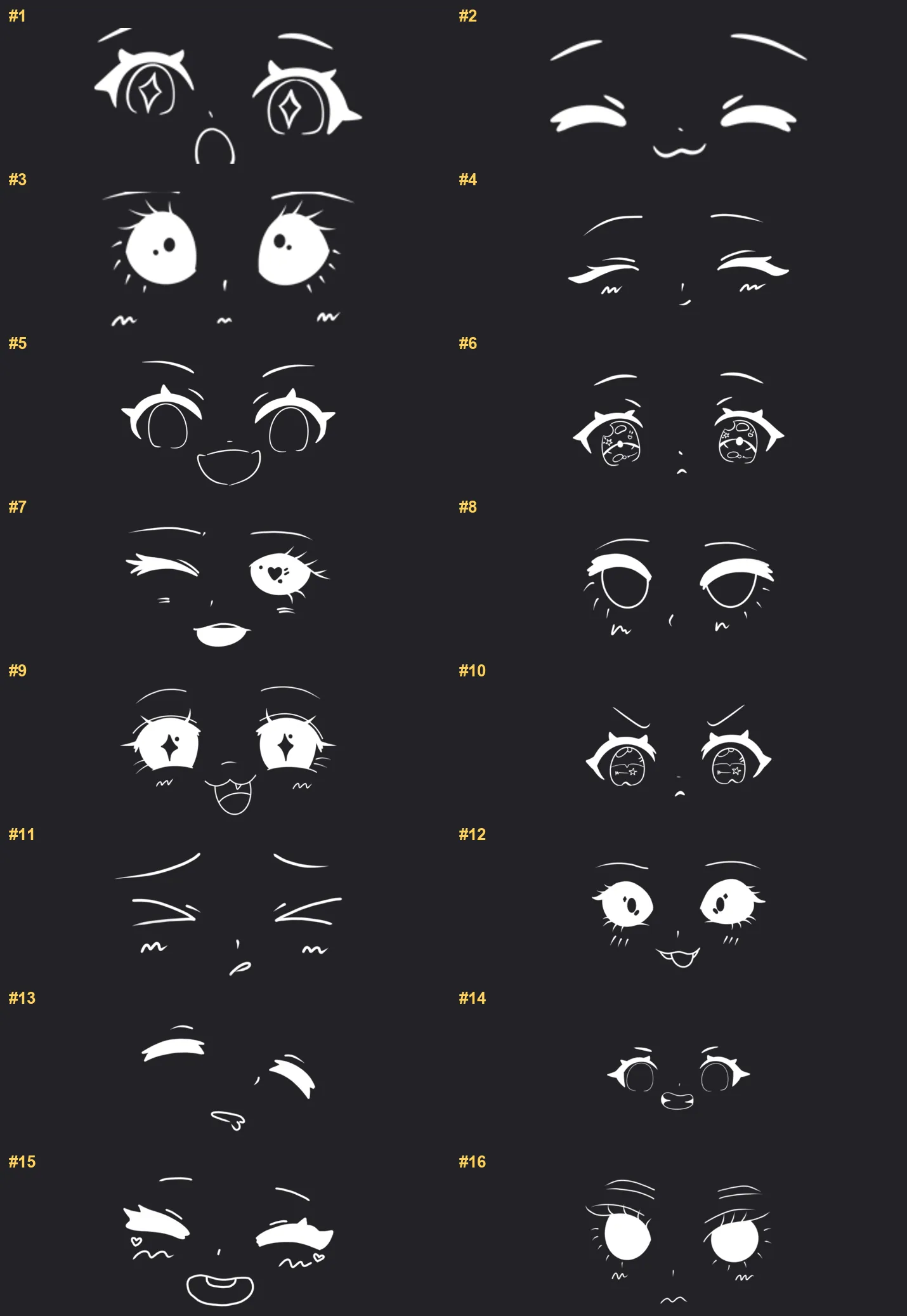 Manga Emotion Procreate brushes overview sheet 1