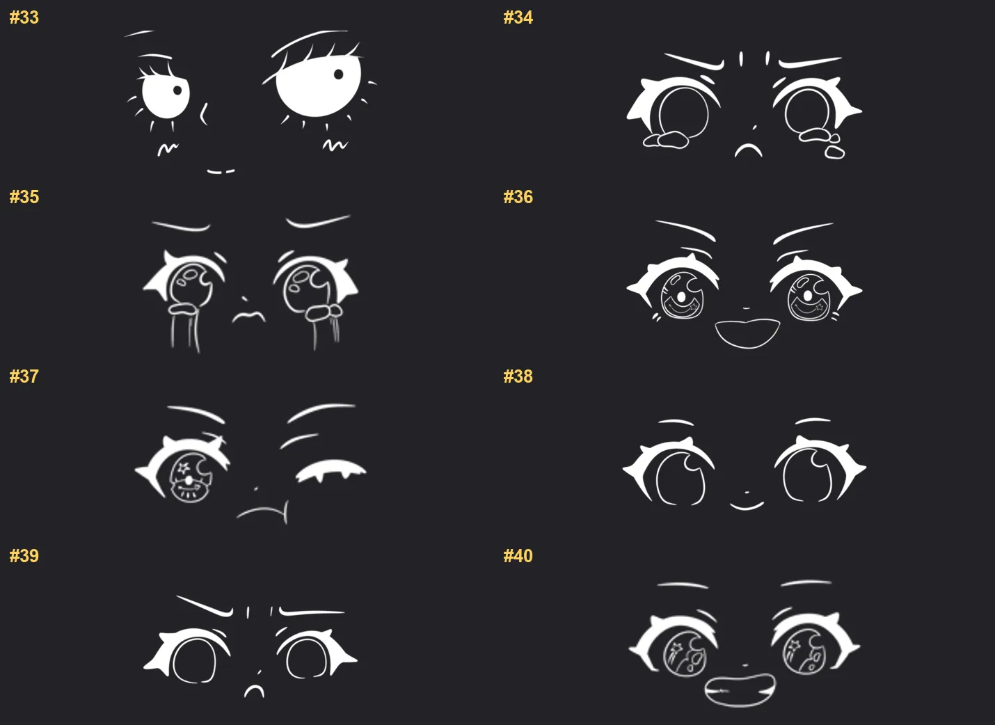 Manga Emotion Procreate brushes overview sheet 3