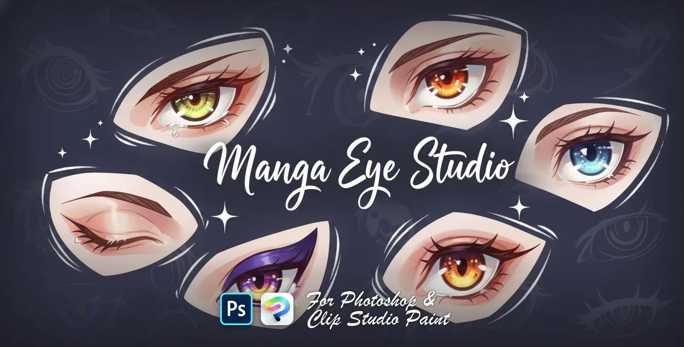 Manga Eye Studio Photoshop & Clip Studio Paint brush set cover