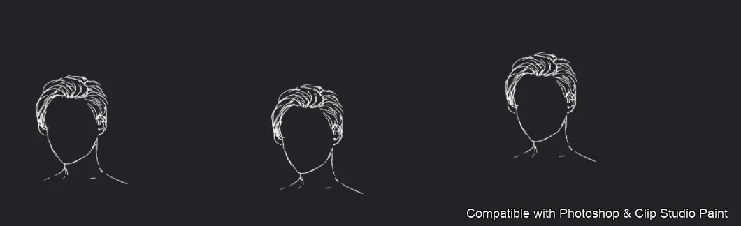 Manga Hair Maker brush 2 of 80 — Photoshop & Clip Studio Paint .abr preview