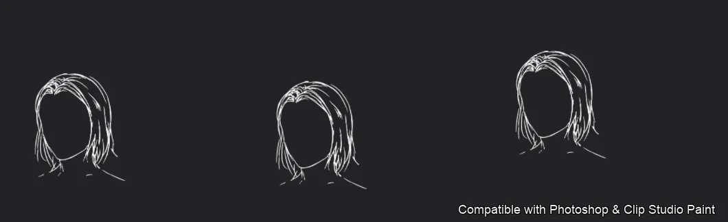 Manga Hair Maker brush 3 of 80 — Photoshop & Clip Studio Paint .abr preview