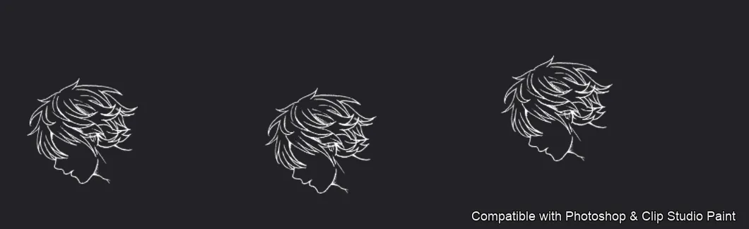 Manga Hair Maker brush 9 of 80 — Photoshop & Clip Studio Paint .abr preview