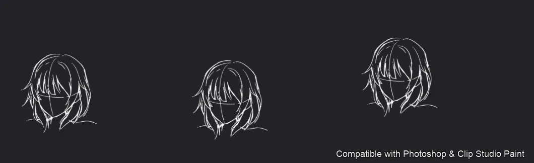 Manga Hair Maker brush 17 of 80 — Photoshop & Clip Studio Paint .abr preview