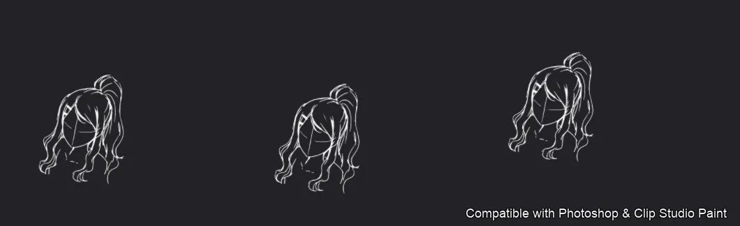 Manga Hair Maker brush 19 of 80 — Photoshop & Clip Studio Paint .abr preview