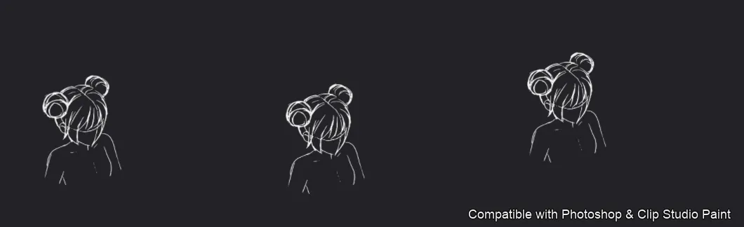 Manga Hair Maker brush 21 of 80 — Photoshop & Clip Studio Paint .abr preview