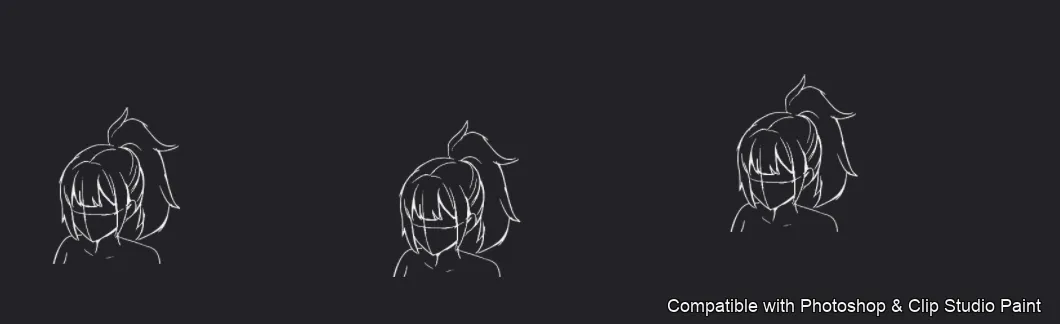 Manga Hair Maker brush 22 of 80 — Photoshop & Clip Studio Paint .abr preview