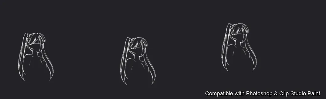 Manga Hair Maker brush 23 of 80 — Photoshop & Clip Studio Paint .abr preview