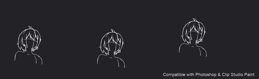 Manga Hair Maker brush 24 of 80 — Photoshop & Clip Studio Paint .abr preview