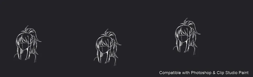 Manga Hair Maker brush 25 of 80 — Photoshop & Clip Studio Paint .abr preview