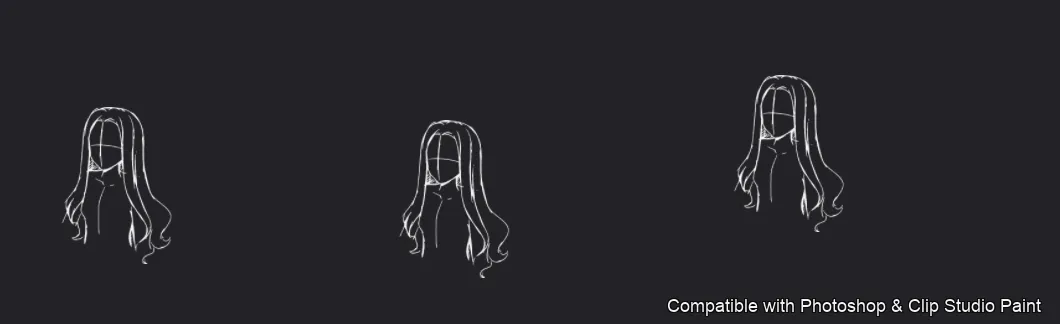 Manga Hair Maker brush 26 of 80 — Photoshop & Clip Studio Paint .abr preview