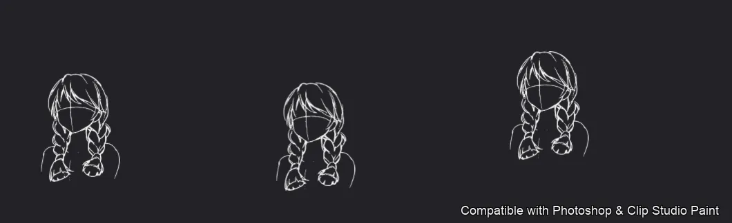 Manga Hair Maker brush 27 of 80 — Photoshop & Clip Studio Paint .abr preview